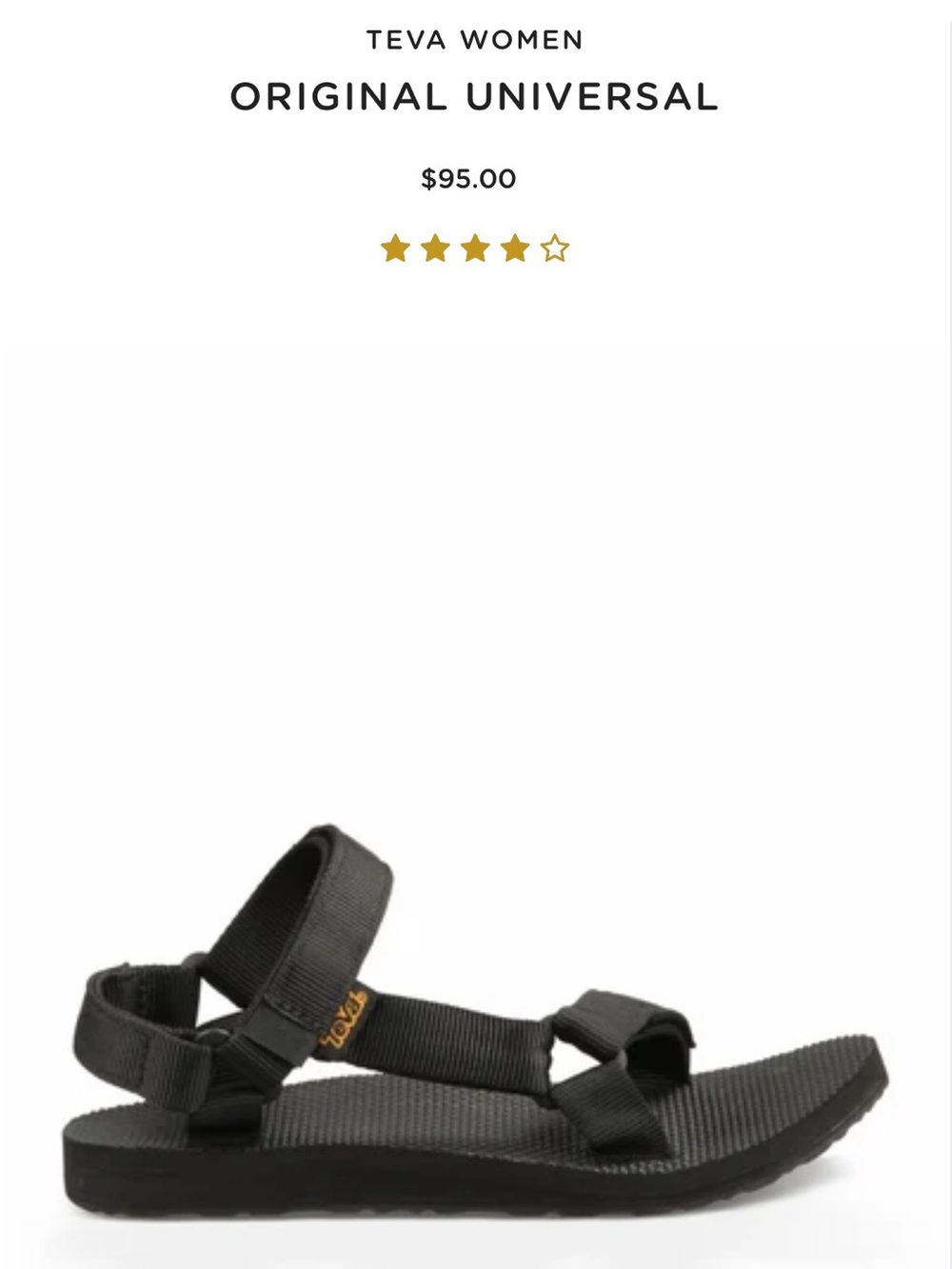 Reva Original Black Sandal -Size 7
